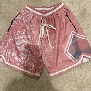 Paisley Patterned Athletic Shorts - Pink